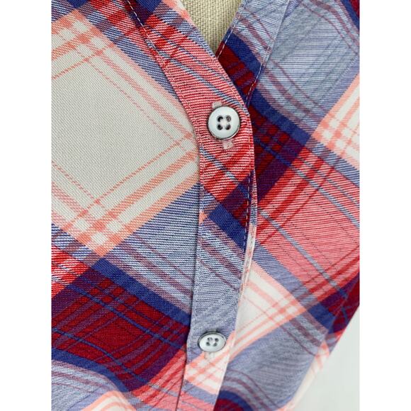 Rock & Republic Plaid T Shirt Midi Dress Womens Small Red Blue Short Sleeve - Picture 6 of 9